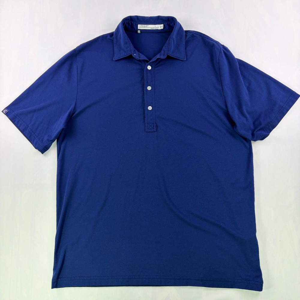 Criquet Performance Polo Shirt Mens Large Blue Pima Cotton Blend Stretch Golf